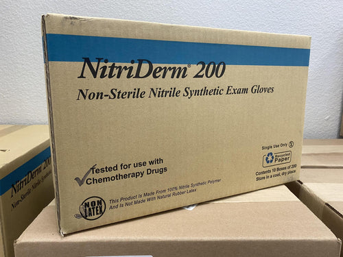 NitriDerm Powder Free Nitrile Synthetic Exam Gloves - Medium - ONE CASE 2,000 Gloves (10x200)