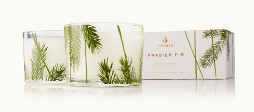 Thymes Frasier Fir Frosted Plaid Candle Set