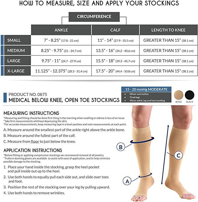 Medical Compression Below Knee Stockings - Medium