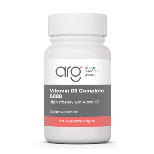 Allergy Research Group Vitamin D3 Complete 5000 High Potency with A and K2 120 Veggie Softgels