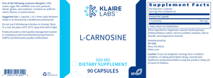 Klaire Labs L-Carnosine 90 capsules