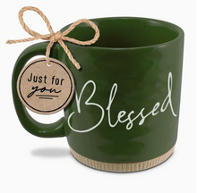 Load image into Gallery viewer, Ceramic Mug Powerful Words Blessed Green 16oz