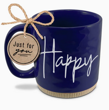 Load image into Gallery viewer, Ceramic Mug Powerful Words Happy Blue 16oz