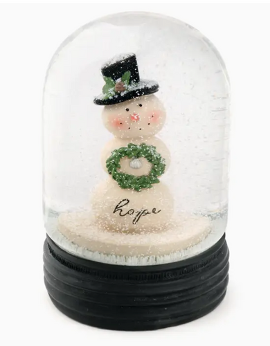 Snow Globe with Snowman Holding Christmas Wreath