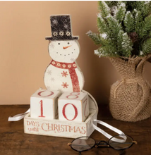 Load image into Gallery viewer, Snowman Block Countdown Days Until Christmas