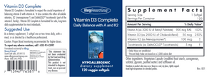 Allergy Research Group Vitamin D3 Complete Daily Balance 2000  with A and K2 60 Veggie Softgels