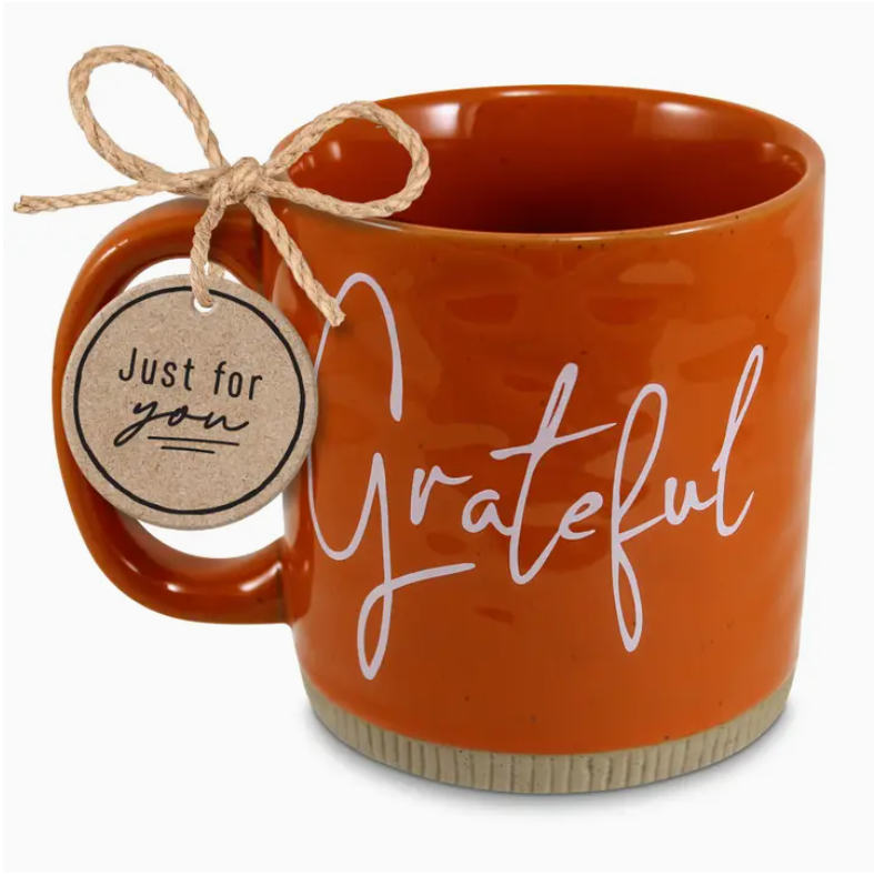 Ceramic Mug Powerful Words Grateful Rust 16 oz.