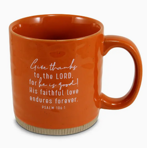 Ceramic Mug Powerful Words Grateful Rust 16 oz.