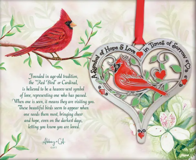 Cardinal and Heart Christmas Ornament