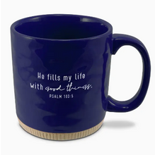 Load image into Gallery viewer, Ceramic Mug Powerful Words Happy Blue 16oz