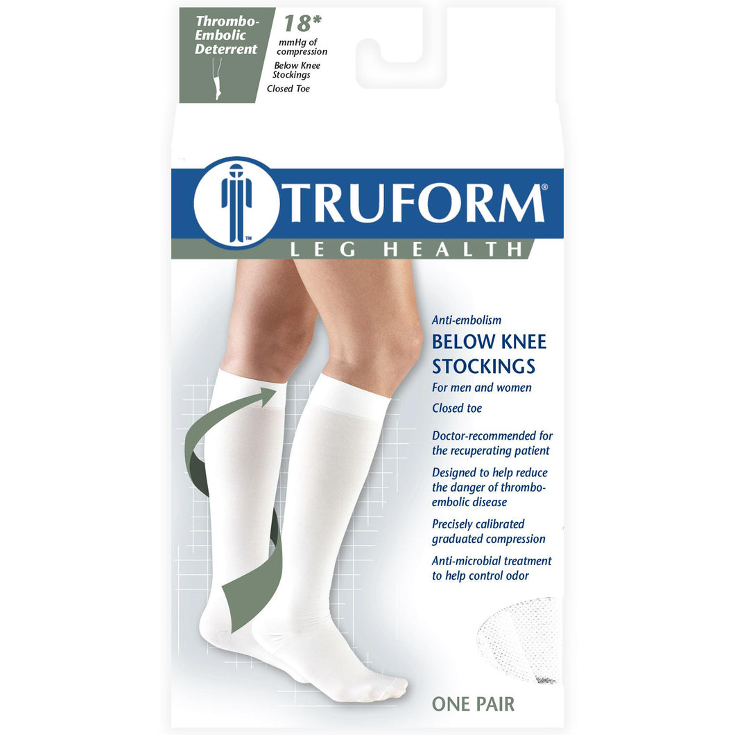 TRUFORM Anti-Embolism Below Knee Stockings Medium White (8808)