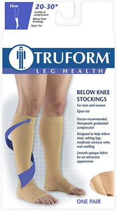 TRUFORM Medical Compression Stockings Knee High Open Toe Large Beige  (0865 Firm)