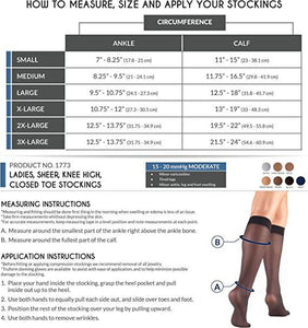 TRUFORM Lites Knee High Stockings Medium Black (1773 Moderate Compression)