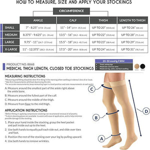 TRUFORM Medical Compression Stockings Thigh High Large Beige (0868 Firm Compression)