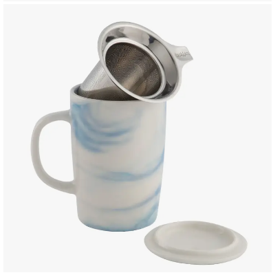 CASAWARE Tea Infuser Mug Marble Ocean 16oz