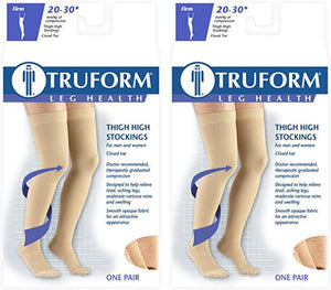TRUFORM Medical Compression Stockings Thigh High Large Beige (8868 Firm Compression)