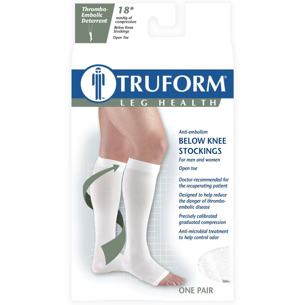 TRUFORM Anti-Embolism Below Knee Stockings Open Toe X-Large Beige (0808)