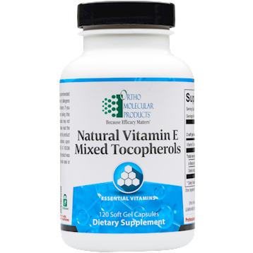 Ortho Molecular Products Natural Vitamin E Mixed Tocopherols 120 Soft Gel Capsules