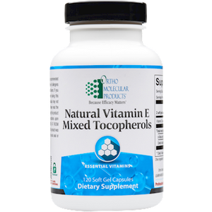 Ortho Molecular Products Natural Vitamin E Mixed Tocopherols 120 Soft Gel Capsules