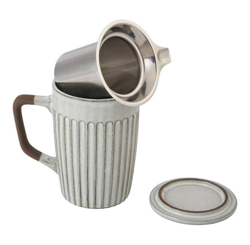 CASAWARE Tea Infuser Mug Stone Grey 18oz