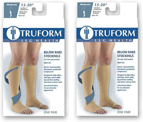 TRUFORM Medical Compression Stockings Medium Beige Open Toe (0875 Moderate)