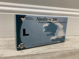 NitriDerm Powder Free Nitrile Synthetic Exam Gloves - Large - ONE CASE 2,000 Gloves (10 x 200)