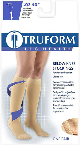TRUFORM Medical Compression Stockings Knee High Medium Black (8865 Firm)