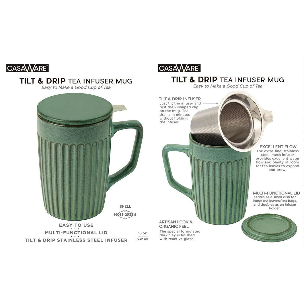 CASAWARE Tea Infuser Mug Moss Green 18oz