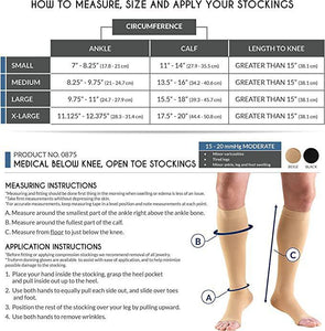 TRUFORM Medical Compression Stockings Knee High Open Toe Medium Black (0875 Moderate Compression)