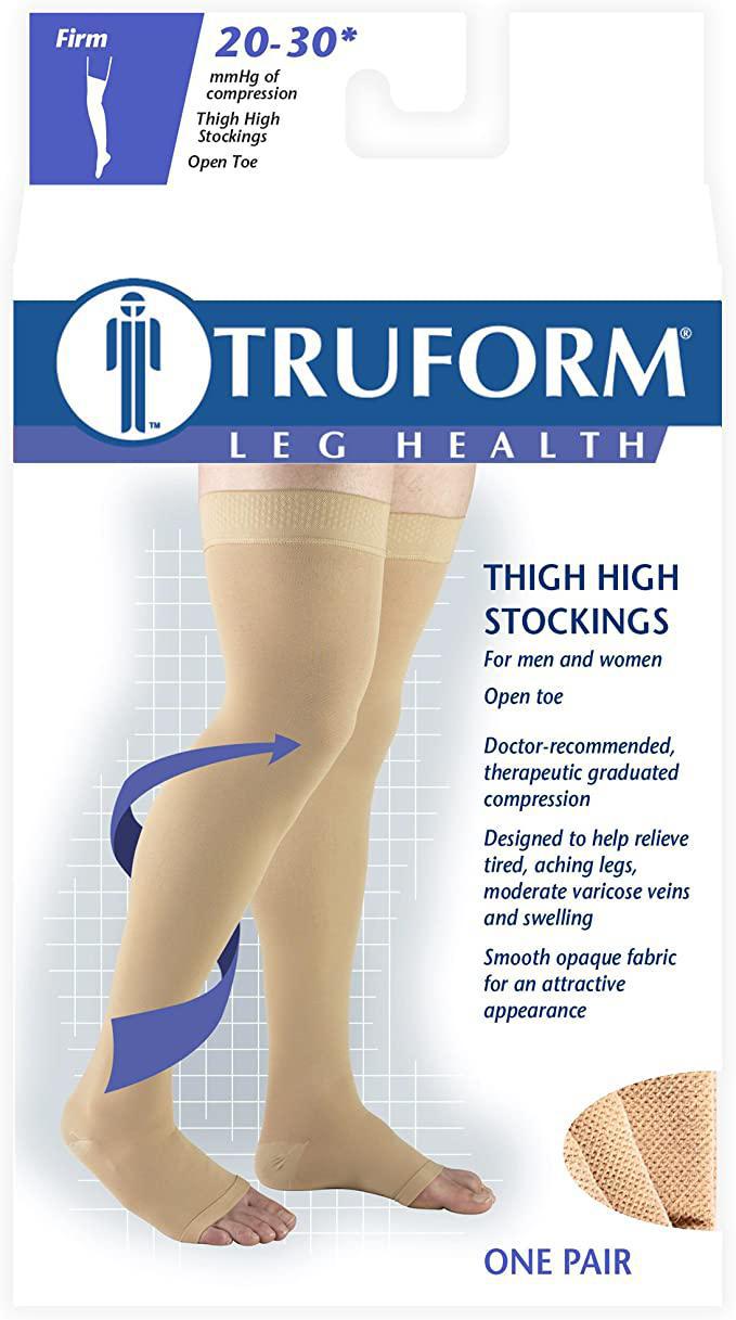 TRUFORM Medical Compression Stockings Thigh High Medium Beige (0868 Firm Compression)