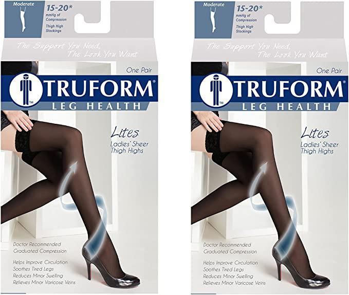 TRUFORM Lites Ladies' Sheer Thigh Highs Large Beige (1774 Moderate Compression)