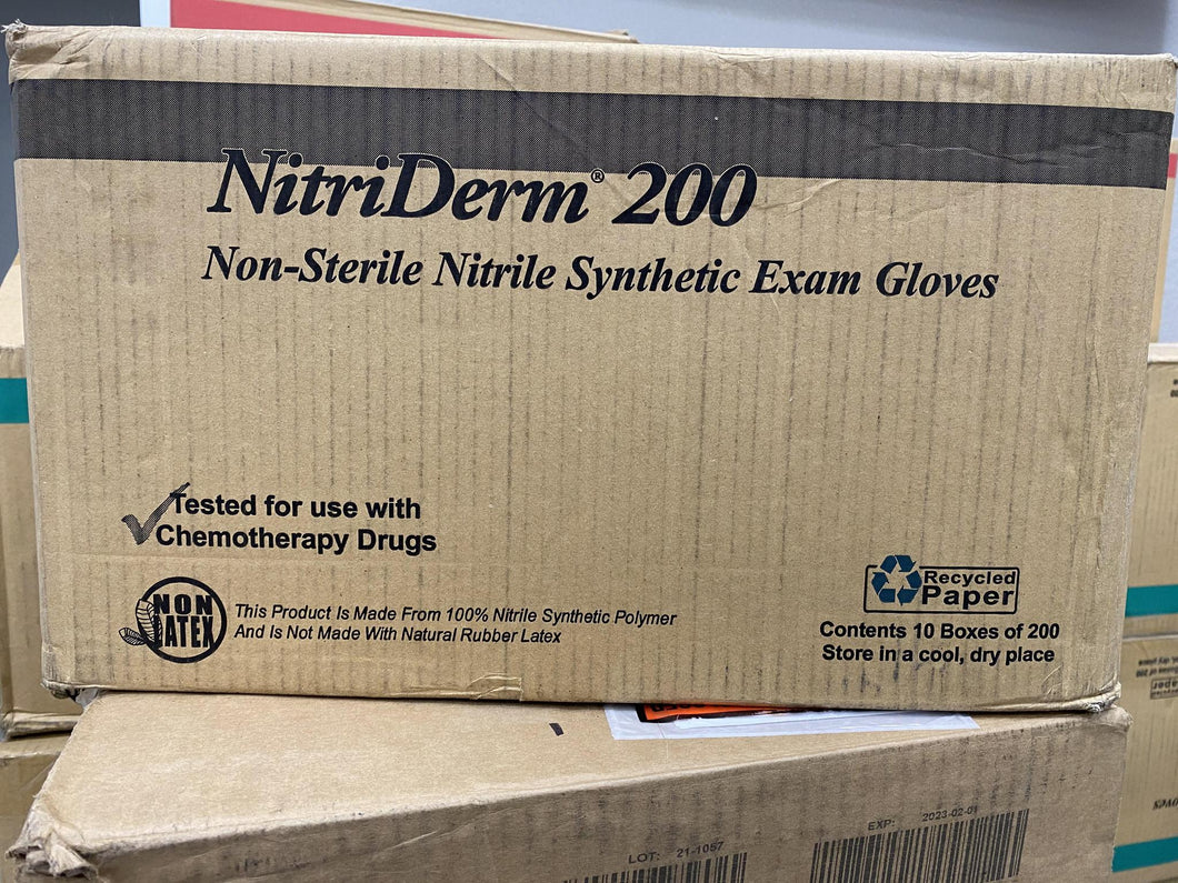 NitriDerm Powder Free Nitrile Synthetic Exam Gloves - XLarge - ONE CASE 2,000 Gloves (10 x 200)