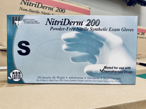 NitriDerm Powder Free Nitrile Synthetic Exam Gloves - SMALL - ONE CASE 2,000 Gloves (10 x 200)