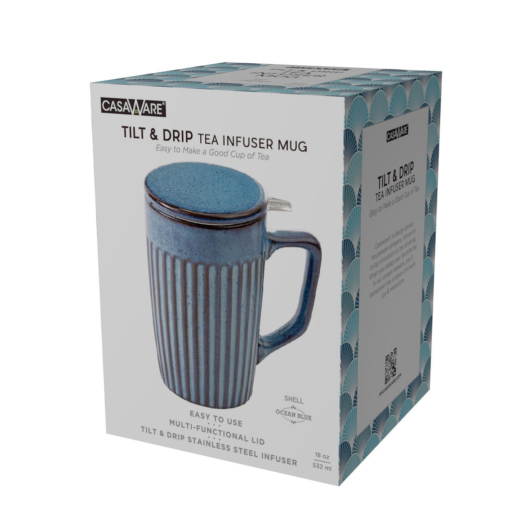 CASAWARE Tea Infuser Mug Ocean Blue 18oz