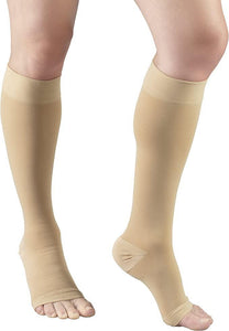 TRUFORM Medical Compression Stockings Knee High Open Toe Medium Black (0875 Moderate Compression)