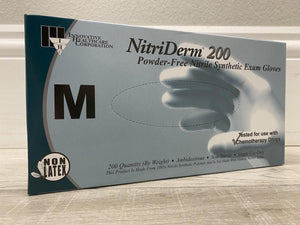 NitriDerm Powder Free Nitrile Synthetic Exam Gloves - Medium - ONE CASE 2,000 Gloves (200x10)
